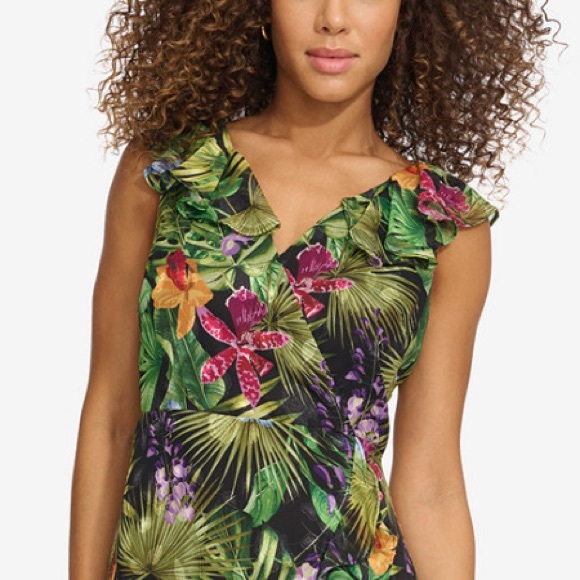 Floral Print Chiffon Ruffled Maxi Dress - Picture 5 of 7